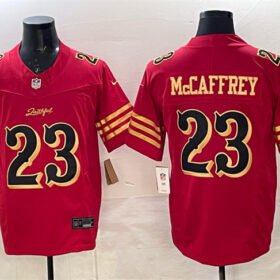 Red/Gold San Francisco 49ers #23 Christian McCaffrey 2025 F.U.S.E. "Rivalries" Vapor Limited Stitched Football Jersey - SFR39