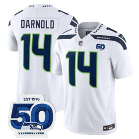 White Seattle Seahawks #14 Sam Darnold 2025 F.U.S.E. 50th Anniversary Patch Vapor Untouchable Limited Stitched Football Jersey - SSR20