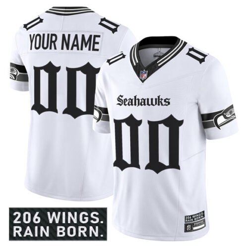 White Seattle Seahawks Active Player Custom 2025 F.U.S.E. 'Gothic Rain City Shadows Edition' Vapor Limited Stitched Football Jersey - SSR11
