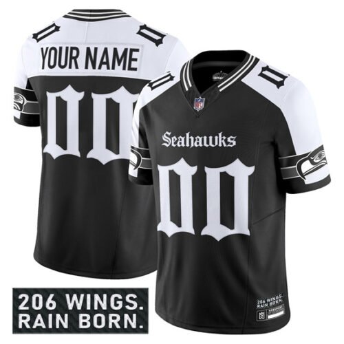 Black Seattle Seahawks Active Player Custom Alternate 2025 F.U.S.E. 'Gothic Rain City Shadows Edition' Vapor Limited Stitched Football Jersey - SSR10