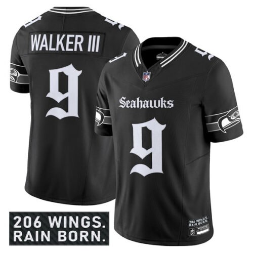 Black Seattle Seahawks #9 Kenneth Walker III 2025 F.U.S.E. 'Gothic Rain City Shadows Edition' Vapor Limited Stitched Football Jersey - SSR18