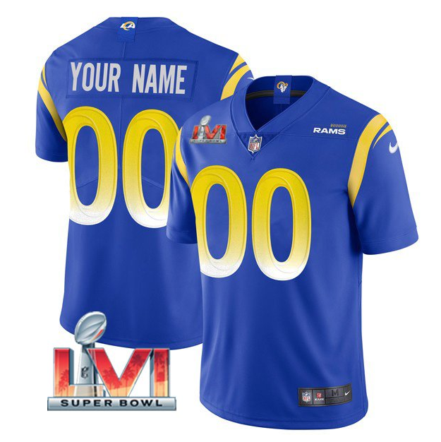 Royal Los Angeles Rams ACTIVE PLAYER Custom 2022 Super Bowl LVI Vapor Limited Stitched Jersey - LAR262