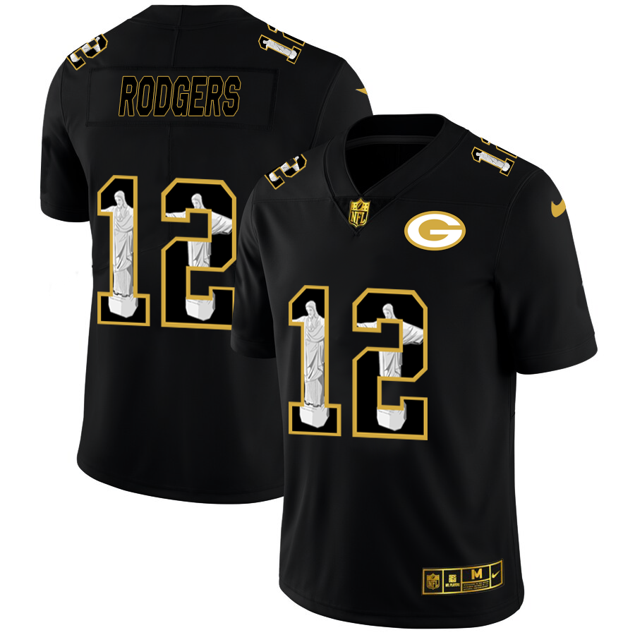 Green Bay Packers #12 Aaron Rodgers Nike Carbon Black Vapor Cristo Redentor Limited NFL Jersey - GBJ33