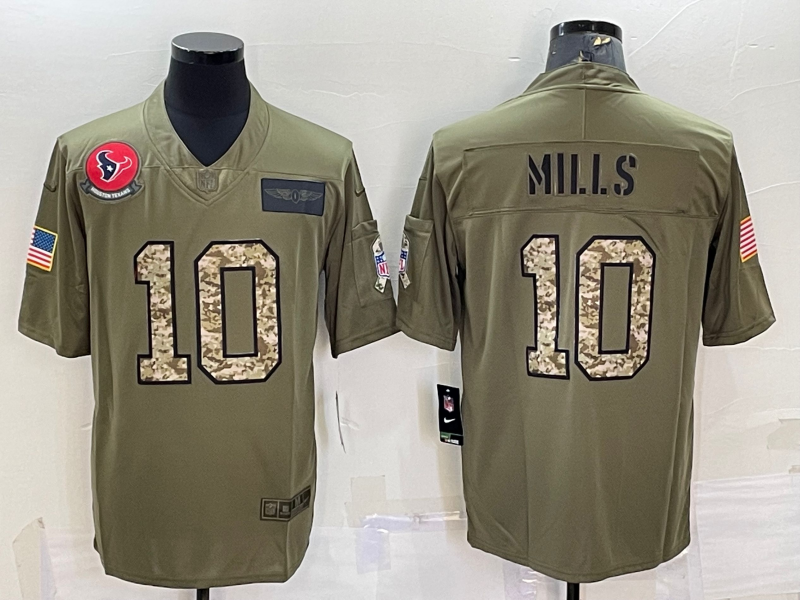 Houston Texans #10 Davis Mills Olive/Camo Salute To Service Limited Stitched Jersey - HTJ290