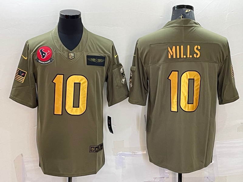 Olive/Gold Houston Texans #10 Davis Mills Salute To Service Limited Stitched Jersey - HTJ126