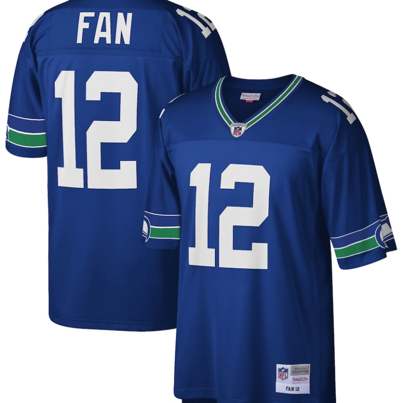 Royal Seattle Seahawks #12 Fan Mitchell & Ness Stitched Football Jersey