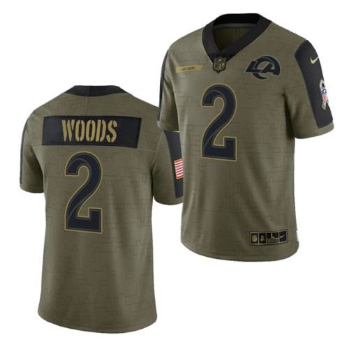 Olive  Los Angeles Rams #2 Robert Woods 2021 Salute To Service Limited Stitched Jersey - LAR07