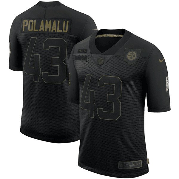 Pittsburgh Steelers #43 Troy Polamalu Black 2020 Salute To Service Limited Stitched Jersey - PSJ715