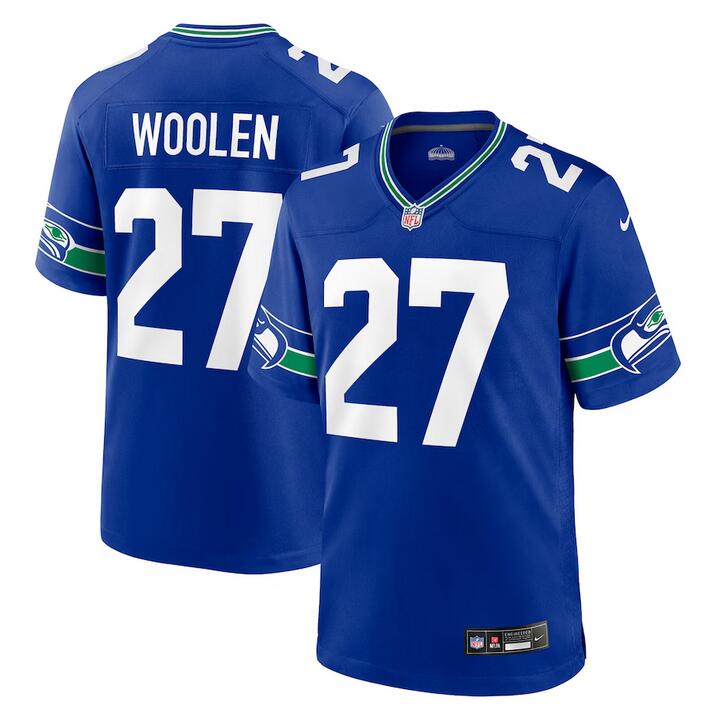 Royal Seattle Seahawks #27 Tariq Woolen Throwback Player Stitched Game Jersey