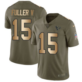 Nike Texans #15 Will Fuller V Olive/Gold Stitched NFL Limited 2017 Salute To Service Jersey - HTJ34