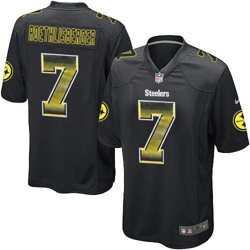 Nike Steelers #7 Ben Roethlisberger Black Team Color Stitched NFL Limited Strobe Jersey - PSJ495