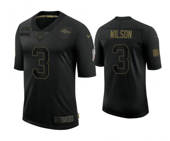 Black Denver Broncos #3 Russell Wilson Salute To Service Limited Stitched Jersey