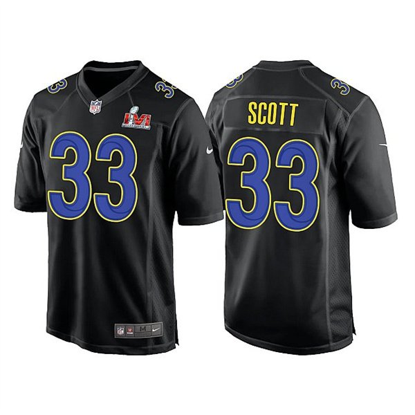 Black Los Angeles Rams #33 Nick Scott 2022 Super Bowl LVI Game Stitched Jersey - LAR572
