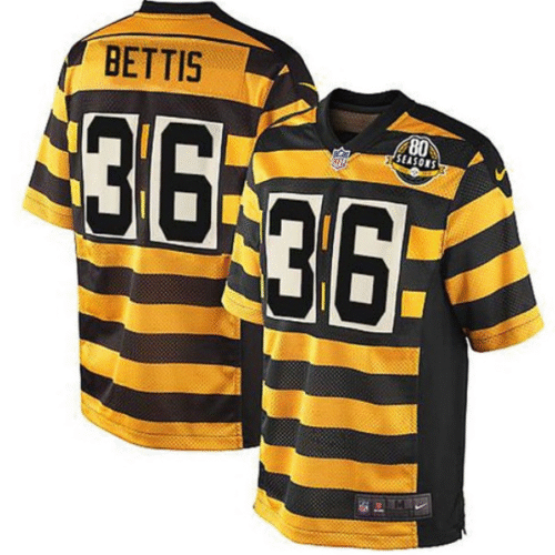 Yellow/Black Pittsburgh Steelers #36 Jerome Bettis Alternate 80TH Anniversary Throwback Stitched Jersey - PSJ597