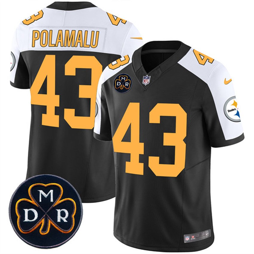 Black Pittsburgh Steelers #43 Troy Polamalu F.U.S.E. DMR Patch Untouchable Limited Stitched Football Jersey - PSJ499