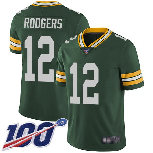 Nike Packers #12 Aaron Rodgers Green Team Color Stitched NFL 100th Season Vapor Limited Jersey - GBJ405