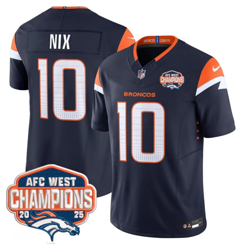 Navy DEN AFC West Champions Patch Vapor Limited Jersey – All Stitched – DBJ04