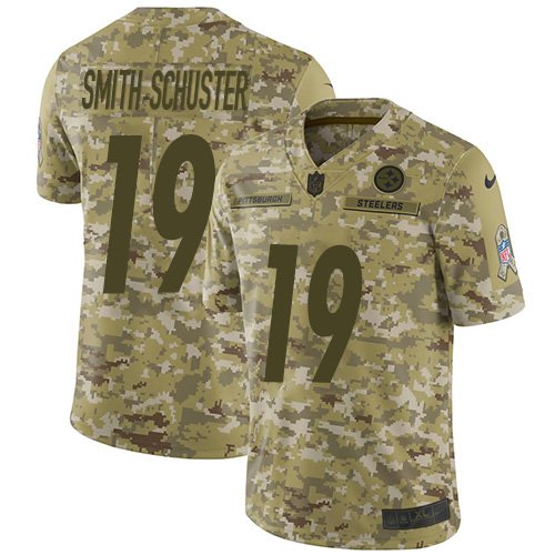 Nike Steelers #19 JuJu Smith-Schuster Camo Stitched NFL Limited 2018 Salute To Service Jersey - PSJ315
