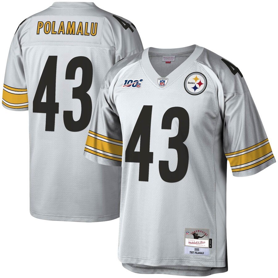 Pittsburgh Steelers #43 Troy Polamalu Mitchell & Ness NFL 100 Retired Player Platinum Jersey - PSJ135