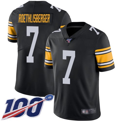 Nike Steelers #7 Ben Roethlisberger Black Alternate Stitched NFL 100th Season Vapor Limited Jersey - PSJ382