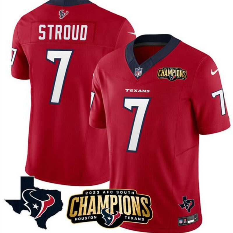 Red Houston Texans #7 C.J. Stroud 2023 F.U.S.E. AFC South Champions Patch And Team Logo Patch Vapor Untouchable Limited Stitched Football Jersey - HTJ121