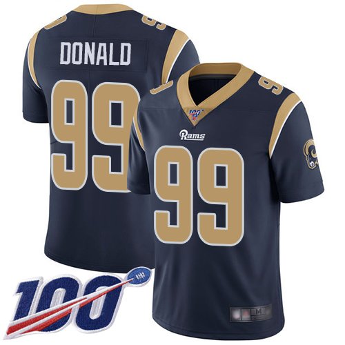 Nike Rams #99 Aaron Donald Navy Blue Team Color Stitched NFL 100th Season Vapor Limited Jersey - LAR11