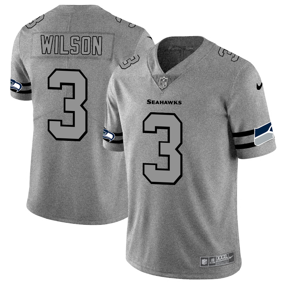 Seattle Seahawks #3 Russell Wilson Nike Gray Gridiron II Vapor Untouchable Limited NFL Jersey