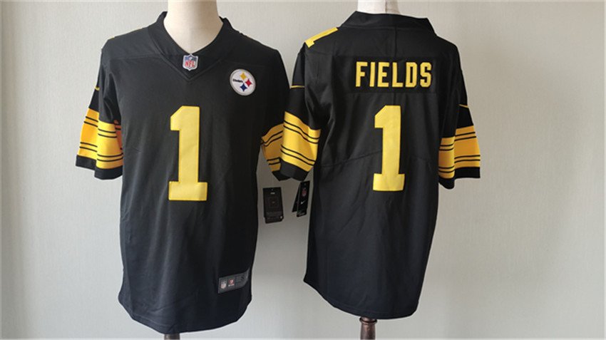 Black Pittsburgh Steelers #1 Justin Fields Color Rush Limited Stitched Jersey - PSJ747