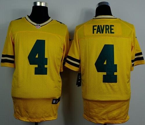 Nike Packers #4 Brett Favre Yellow Alternate Stitched NFL Elite Jersey - GBJ353