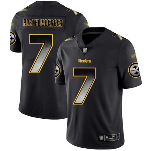 Nike Steelers #7 Ben Roethlisberger Black Stitched NFL Vapor Untouchable Limited Smoke Fashion Jersey - PSJ265