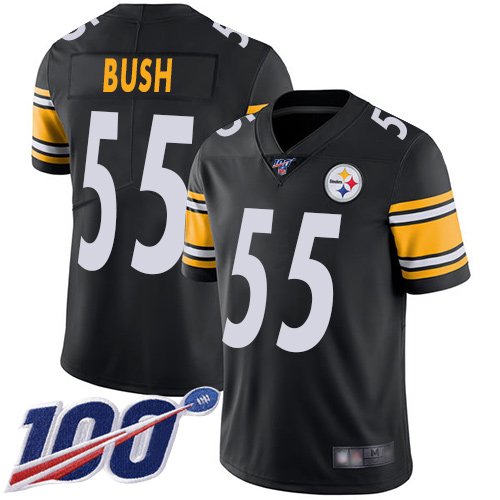 Nike Steelers #55 Devin Bush Black Team Color Stitched NFL 100th Season Vapor Limited Jersey - PSJ258