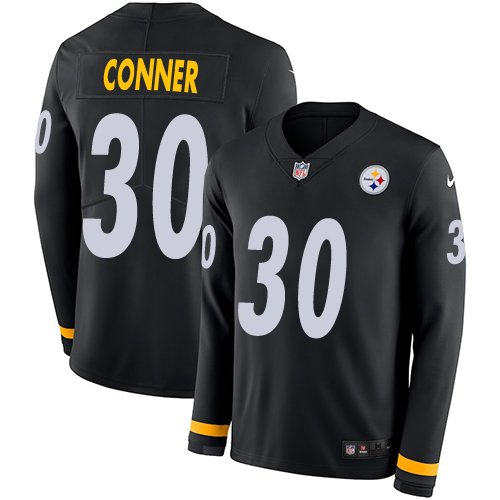 Nike Steelers #30 James Conner Black Team Color Stitched NFL Limited Therma Long Sleeve Jersey - PSJ396