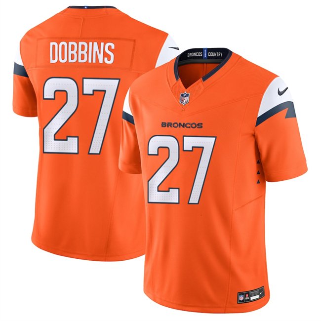 Orange Denver Broncos #27 J.K. Dobbins 2025 F.U.S.E. Vapor Limited Stitched Football Jersey