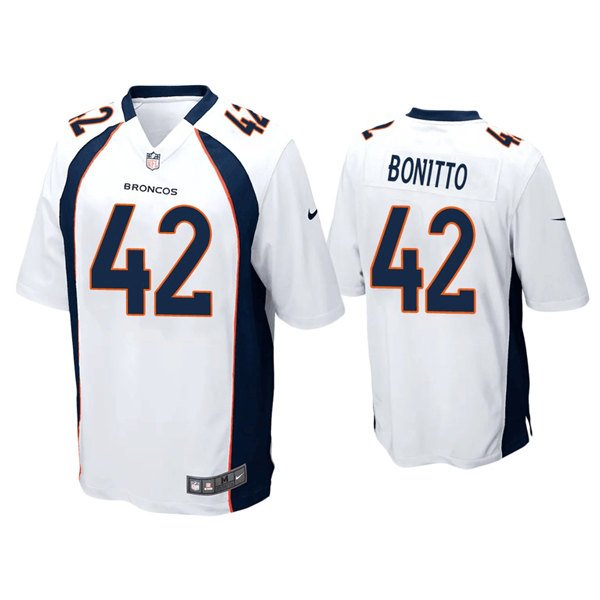 White Denver Broncos #42 Nik Bonitto Game Stitched Jersey
