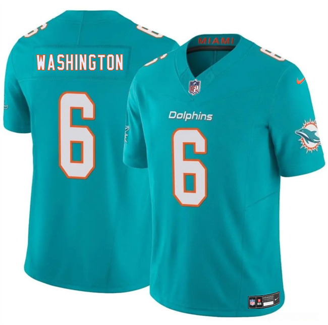 Aqua Miami Dolphins #6 Malik Washington 2025 F.U.S.E. Vapor Limited Stitched Football Jersey - MDR31
