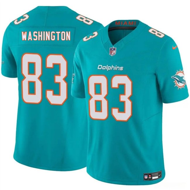 Aqua Miami Dolphins #83 Tahj Washington 2025 F.U.S.E. Vapor Limited Stitched Football Jersey - MDR42