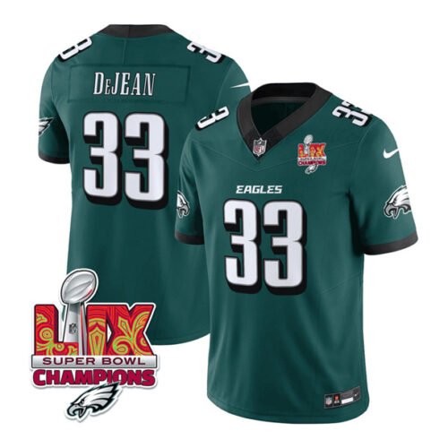 Green Philadelphia Eagles #33 Cooper DeJean 2025 Eagles Logo Super Bowl LIX Patch New F.U.S.E. Vapor Untouchable Limited Stitched Football Jersey - PEL35
