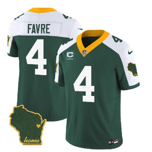 Green/White Green Bay Packers #4 Brett Favre 2023 F.U.S.E. Home Patch And 1-Star C Patch Vapor Untouchable Limited Stitched Jersey - GBJ237