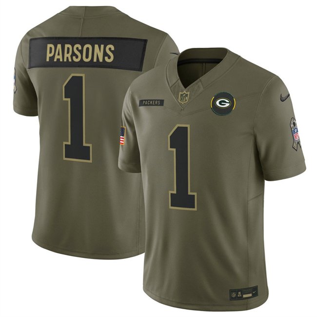 Olive Green Bay Packers #1 Micah Parsons 2025 F.U.S.E. Salute to Service Limited Stitched Football Jersey - GBJ23