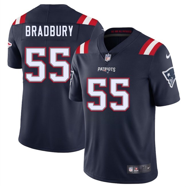 Navy New England Patriots #55 Garrett Bradbury 2025 Vapor Limited Stitched Football Jersey - NEP77