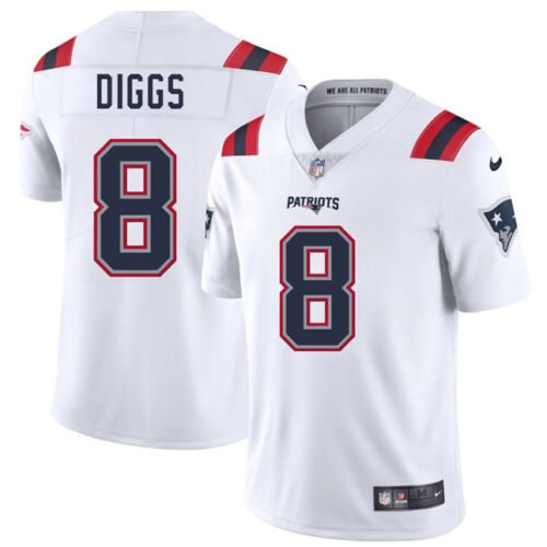 White New England Patriots #8 Stefon Diggs 2025 Vapor Limited Stitched Football Jersey - NEP39