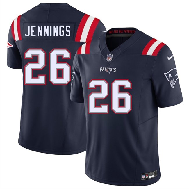 Navy New England Patriots #26 Terrell Jennings 2025 F.U.S.E. Vapor Limited Stitched Football Jersey - NEP76