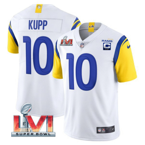 White Los Angeles Rams #10 Cooper Kupp 2022 With C Patch Super Bowl LVI Vapor Limited Jersey - LAR609