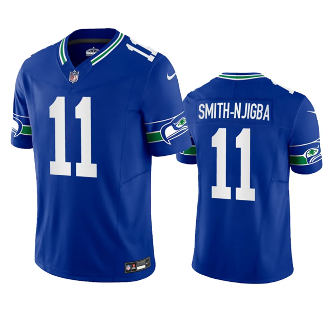 Royal Seattle Seahawks #11 Jaxon Smith-Njigba 2023 F.U.S.E. Vapor Limited Throwback Stitched Jersey