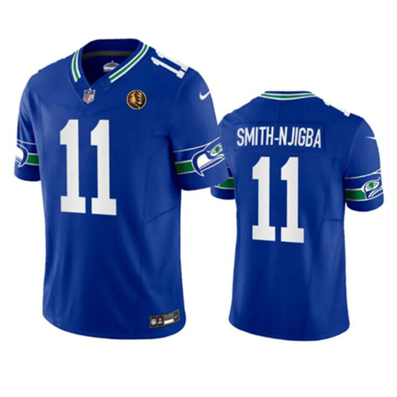 Royal Seattle Seahawks #11 Jaxon Smith-Njigba 2023 F.U.S.E. Throwback With John Madden Patch Vapor Limited Stitched Football Jersey