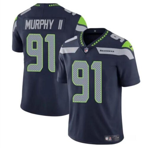 Navy Seattle Seahawks #91 Byron Murphy II 2024 Draft Vapor Limited Stitched Football Jersey