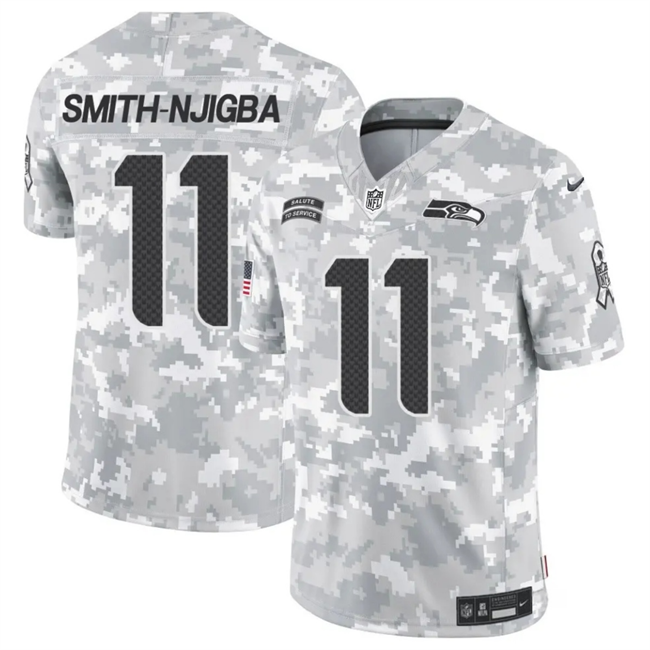 Arctic Camo Seattle Seahawks #11 Jaxon Smith-Njigba 2024 F.U.S.E Salute to Service Limited Stitched Football Jersey