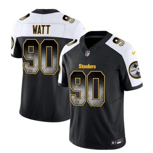 Black/White Pittsburgh Steelers #90 T.J. Watt 2023 F.U.S.E. Smoke Vapor Untouchable Limited Stitched Jersey - PSJ456