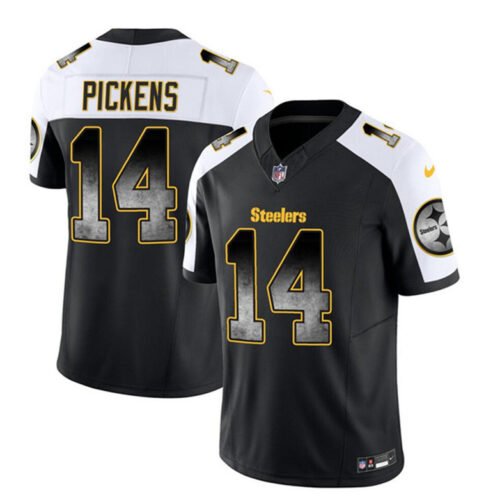Black/White Pittsburgh Steelers #14 George Pickens 2023 F.U.S.E. Smoke Vapor Untouchable Limited Stitched Jersey - PSJ370