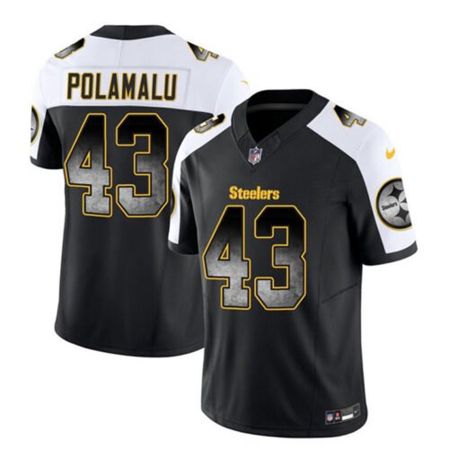 Black/White Pittsburgh Steelers #43 Troy Polamalu 2023 F.U.S.E. Smoke Vapor Untouchable Limited Stitched Jersey - PSJ501